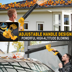 MICWELL cordless blower extension tube enabling longer reach on porches.