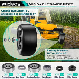 Midcos 11x6-00-5 tire with 450 lb load capacity for heavy yard use.