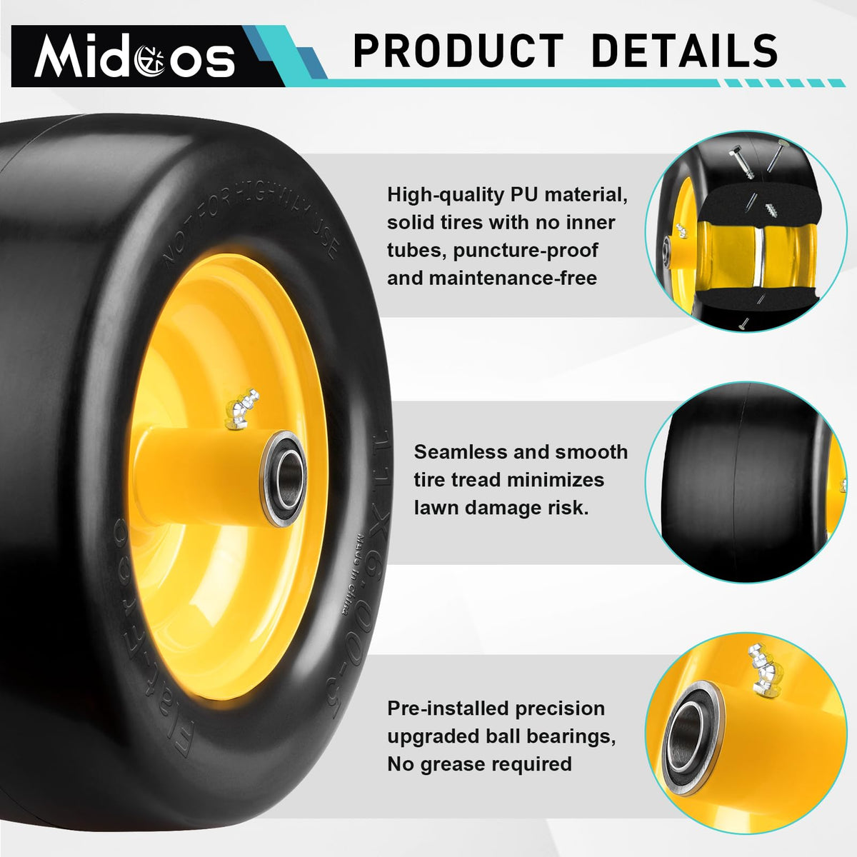 Midcos bearing hub detail highlighting upgraded wear resistance