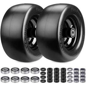 Midcos 11x6-00-5 flat-free tire close-up with smooth tread for lawn mower stability.