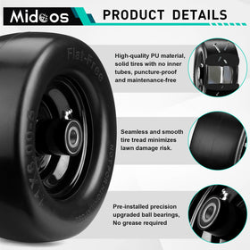 Midcos 11x6-00-5 flat-free tire being installed with hub alignment.