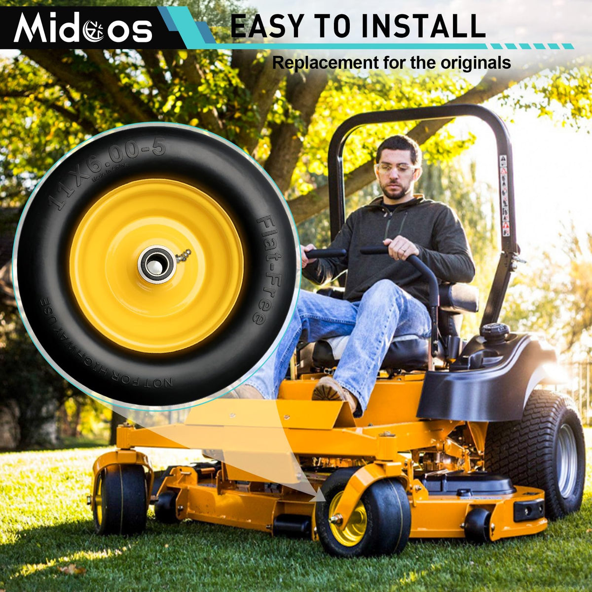 Midcos package includes two tires and spacers for installation