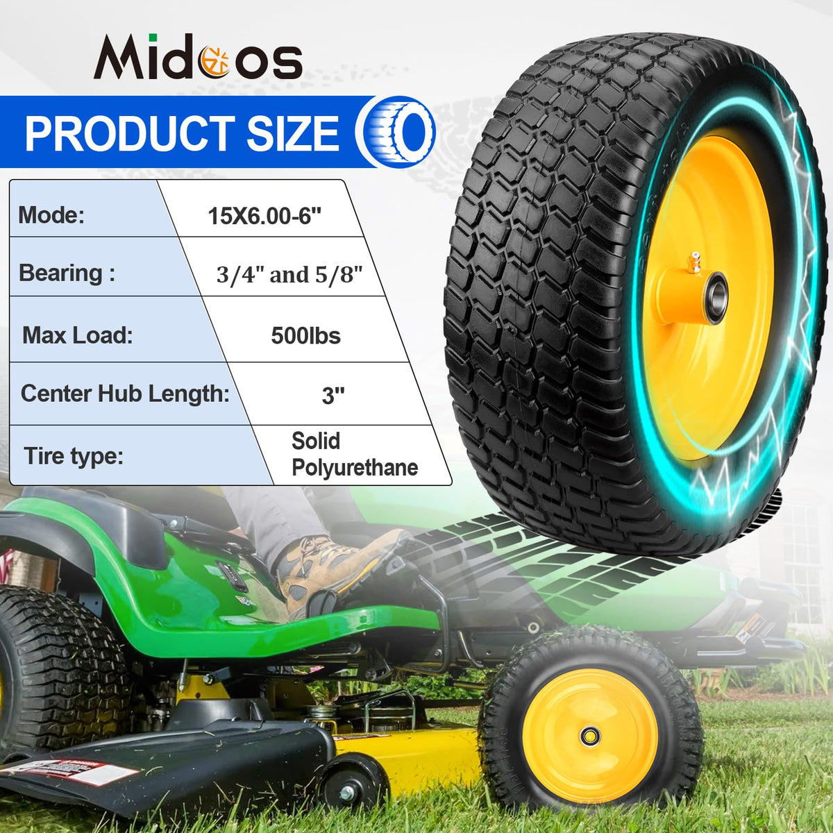 Midcos bearing kit includes spacers and bushings for broad mower compatibility