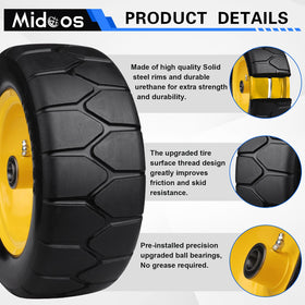 Midcos lawn mower wheel with steel rim for lasting durability.