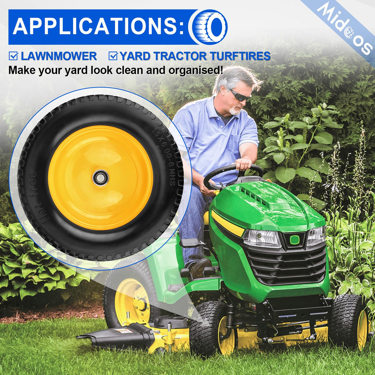 Midcos NHS flat-free tires offer reliable traction during maintenance tasks