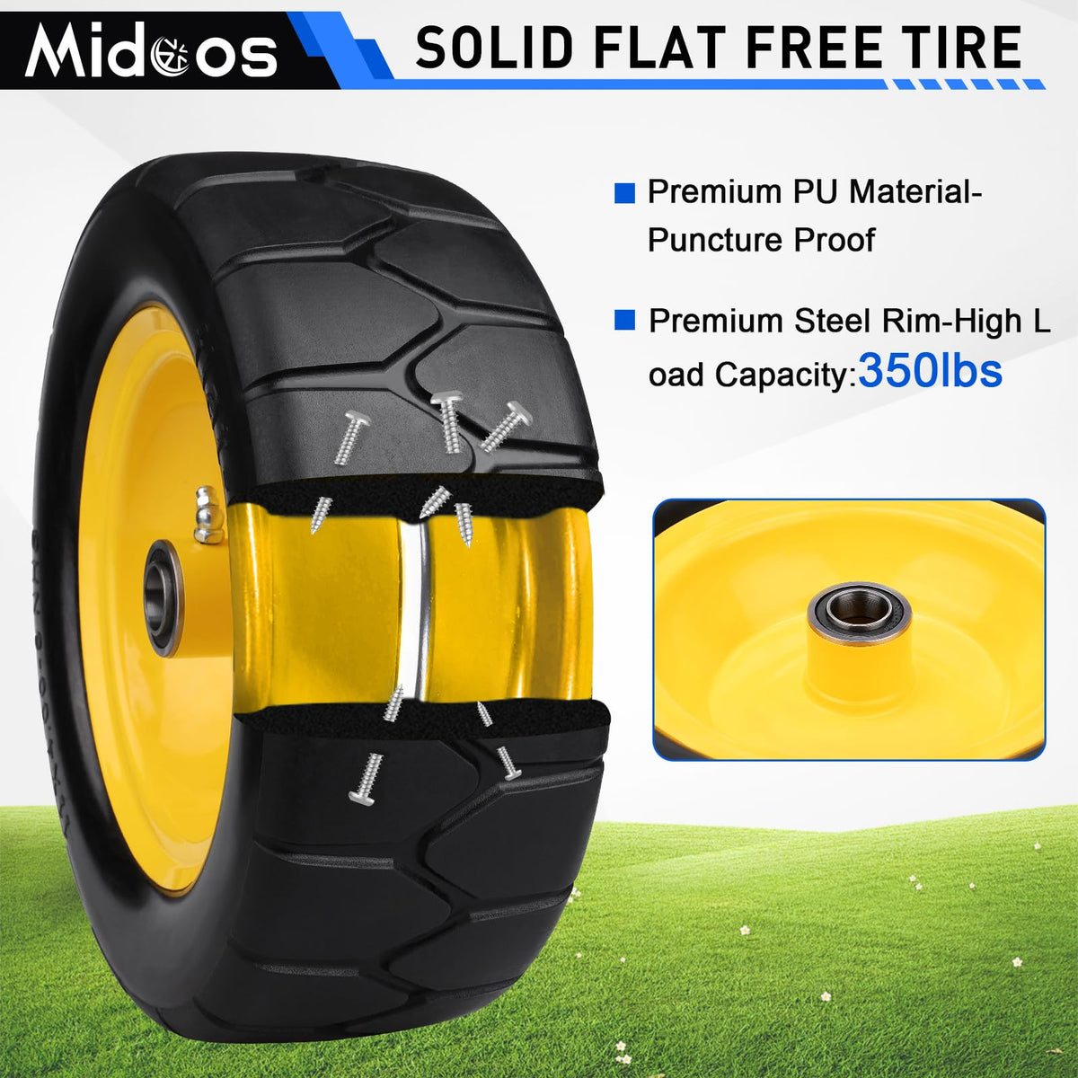 Midcos precision-bearing 3/4-inch bore for reliable hub fit.