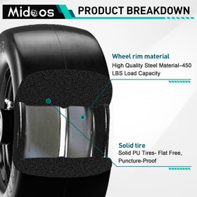 Midcos puncture-proof tire showing maintenance-free design.