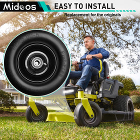 Midcos solid tire design highlighting no air checks needed.