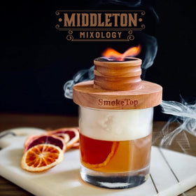 Middleton Mixology SmokeTop oak chips in use for smoky cocktails and desserts.
