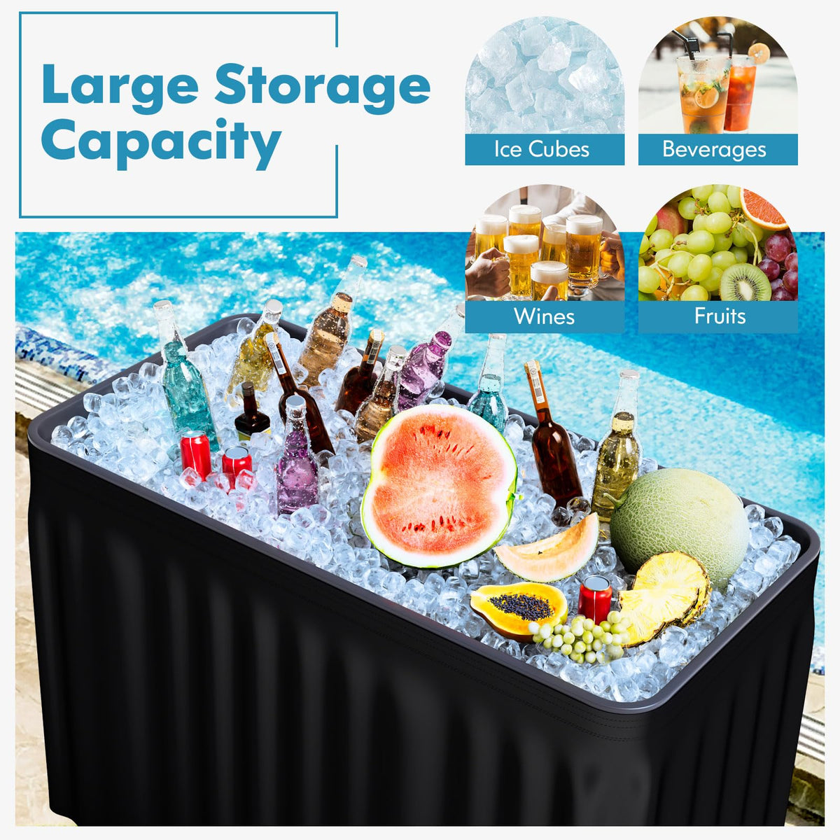 MIDDOW HDPE tabletop with metal legs supports heavy buffet loads