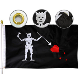MIDLE double sided pirate flag with Edward Teach design for durable outdoor display