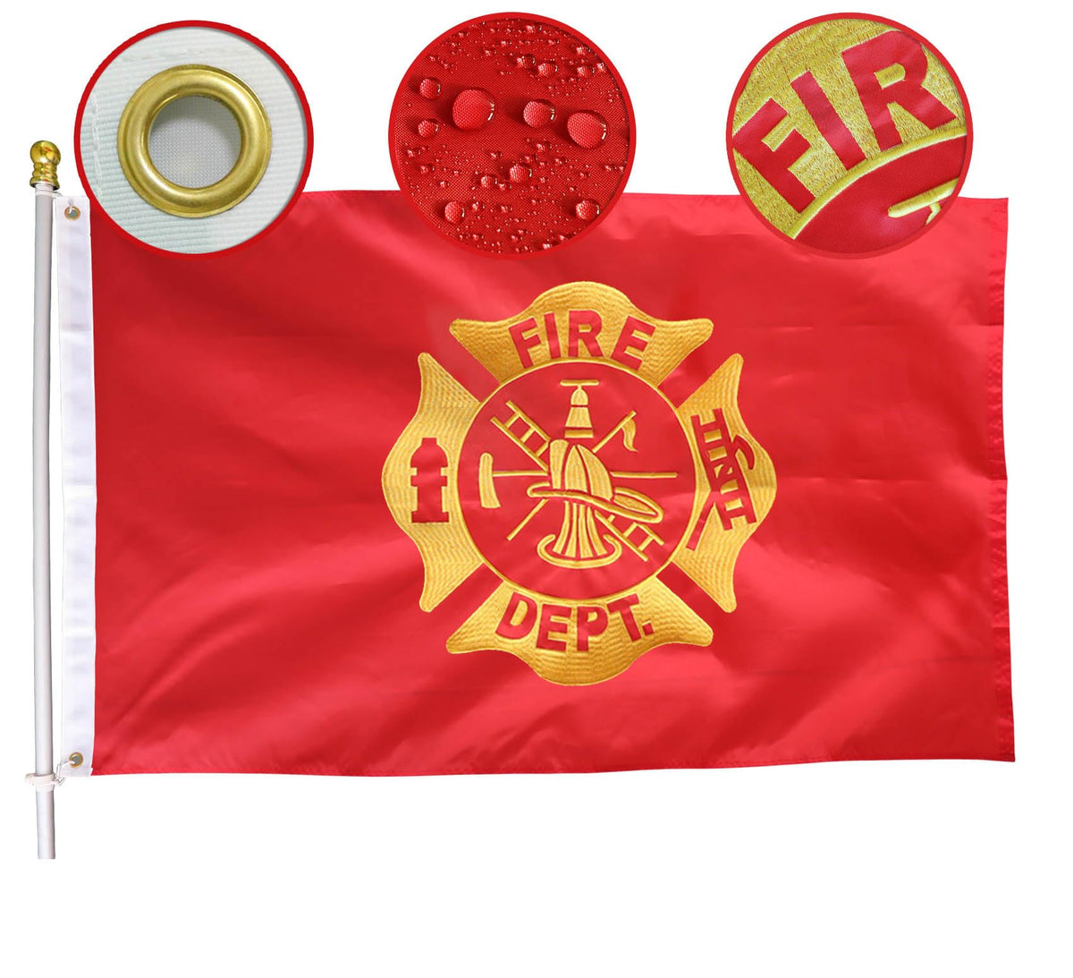 MIDLE Fire Department flag with embroidered logo for weather-resistant outdoor display.