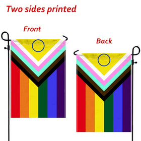 MIDLE Progress Pride flag 12x18, outdoor-ready colorfast garden display.