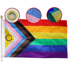 MIDLE progress flag 2x3 outdoors shows vibrant colors in a gentle breeze.