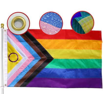 MIDLE progress flag 2x3 outdoors shows vibrant colors in a gentle breeze.