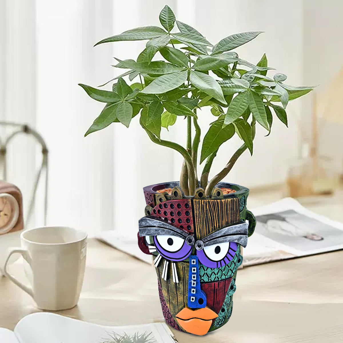 Midogaigai hand-painted colorful planter showcases vibrant hues for indoor displays.