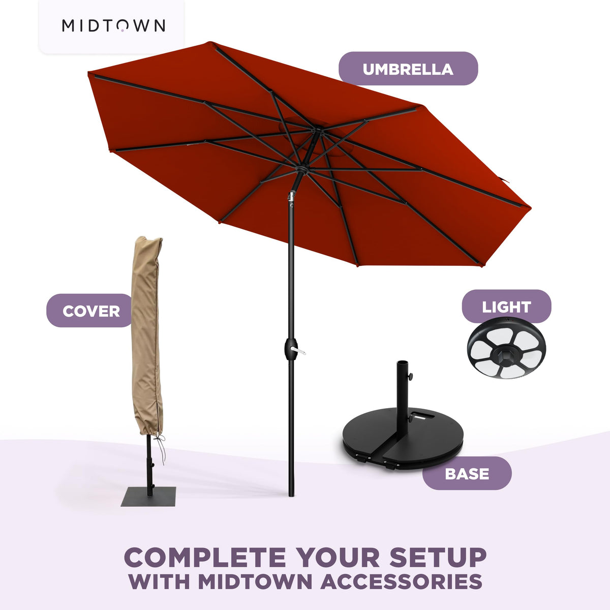 Midtown Umbrellas ten-year no-fade coverage and warranty
