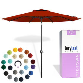 Midtown Umbrellas Apple Red canopy close-up shows durable shade