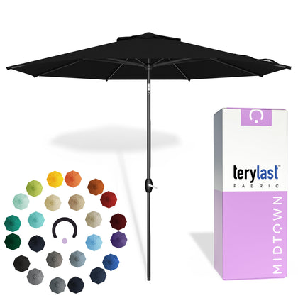 Midtown Umbrellas 10-year-no-fade fabric closeup showing durable color retention.