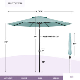 Midtown Umbrellas variety of colors fade-resistant options for outdoor spaces.