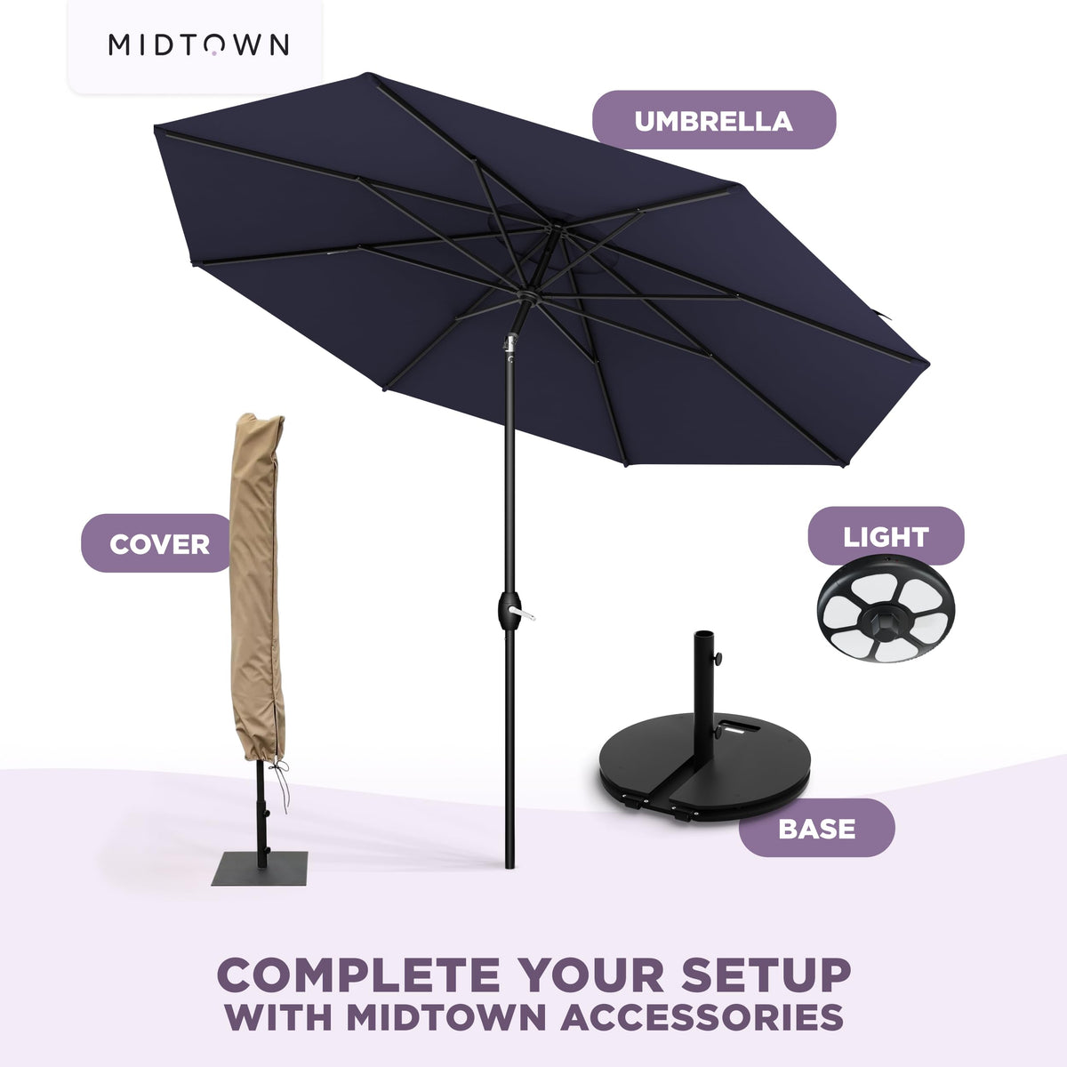 Weather-ready look of Midtown Umbrellas Lean Patio Umbrella for outdoor spaces.