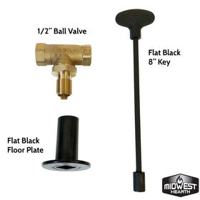 Midwest Hearth brass ball valve close-up highlights precise on/off control
