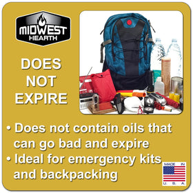Midwest Hearth Fire Starter Squares burn time shows 10 minutes per square.