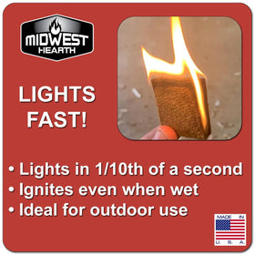 Midwest Hearth Fire Starter Squares packaging kept for easy storage near fireplace.