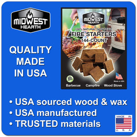 Midwest Hearth Fire Starter Squares perform even when wet for reliable lights.