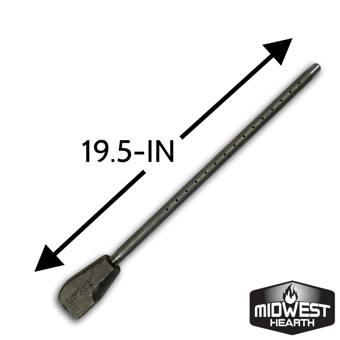 Midwest Hearth gas log starter with adjustable air/fuel mixer for flame control.