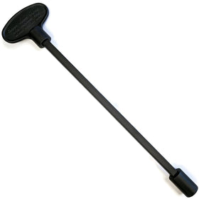 Midwest Hearth universal valve key in flat black, durable zinc alloy, ideal for outdoor use.