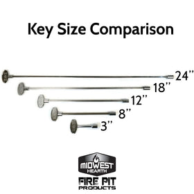 Midwest Hearth valve key fits 1/4 in and 5/16 in stems, easy grip.