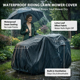 MIEAPOND lawn mower cover fabric detail close-up shows heavy-duty 420D Oxford weave.