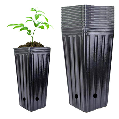 Miewslan 25-pcs plastic deep plant pots with side holes support healthy drainage.