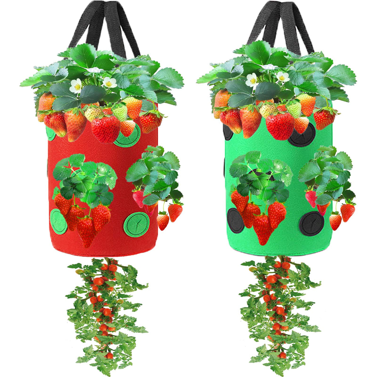 Miewslan hanging strawberry planter 2-pack for space-saving balcony gardening.