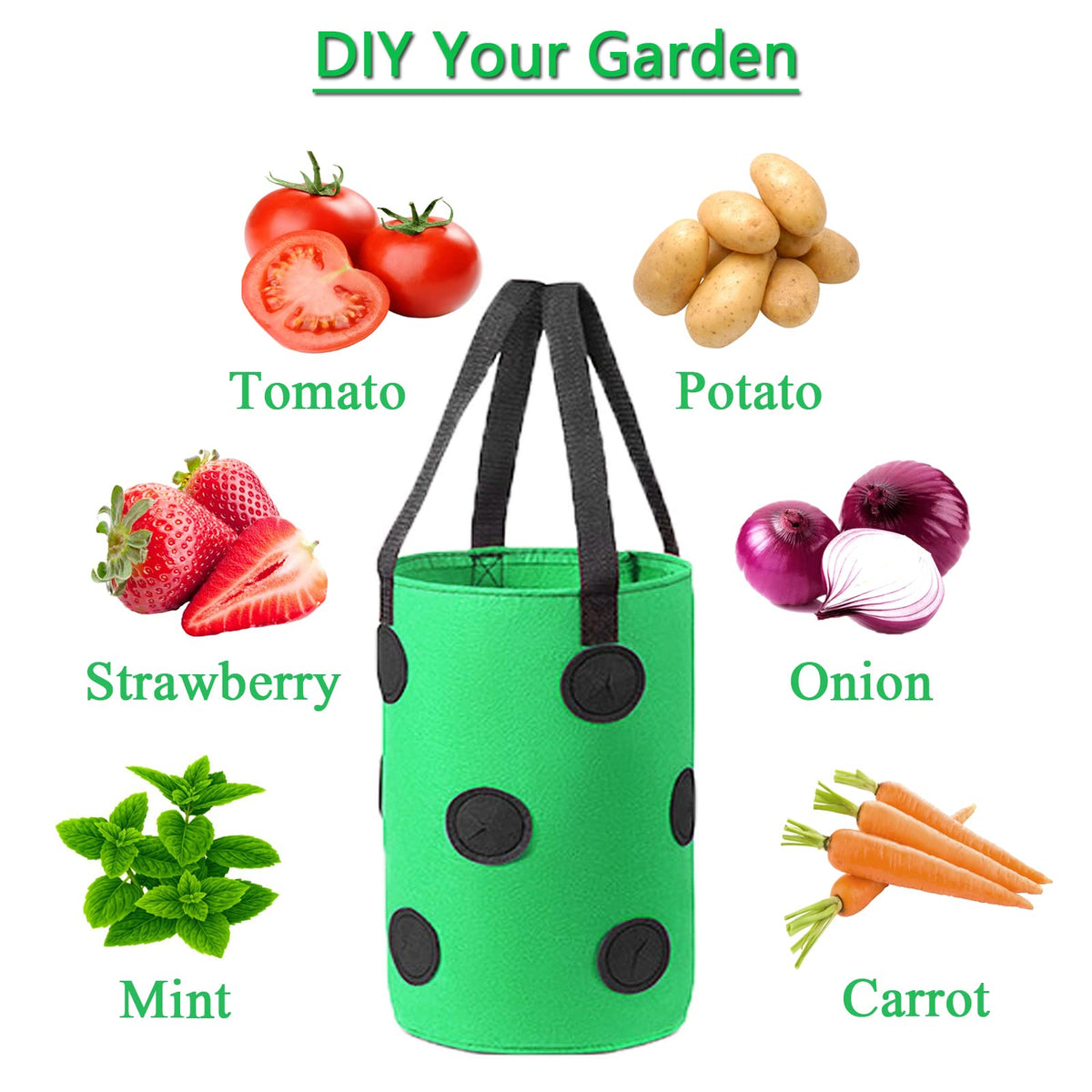 Miewslan strawberry planting bag in green ideal for patio strawberries
