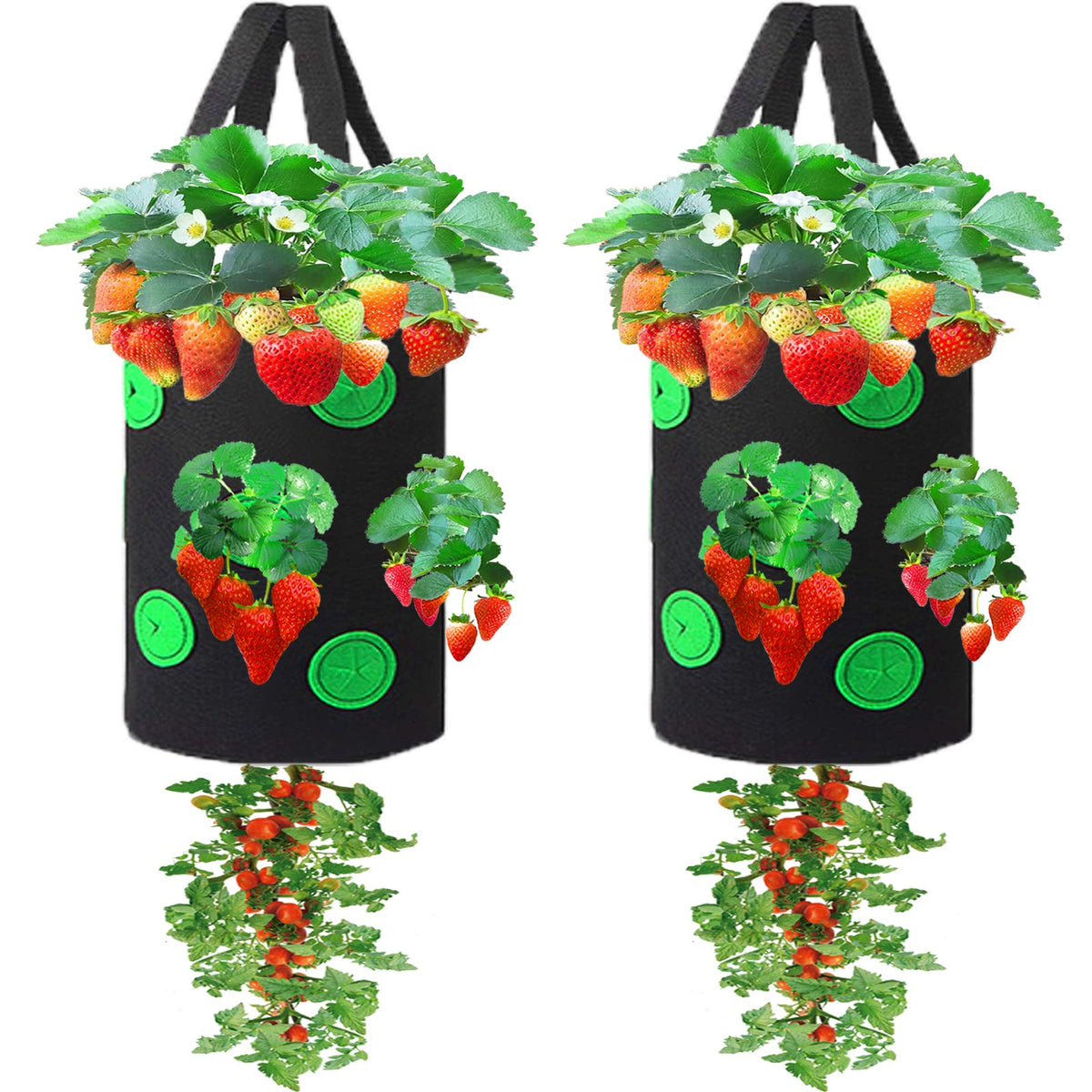 Miewslan two-pack hanging planter bags for space-saving balcony gardens.