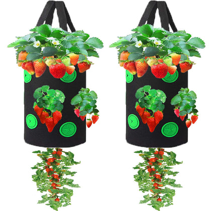 Miewslan two-pack hanging planter bags for space-saving balcony gardens.