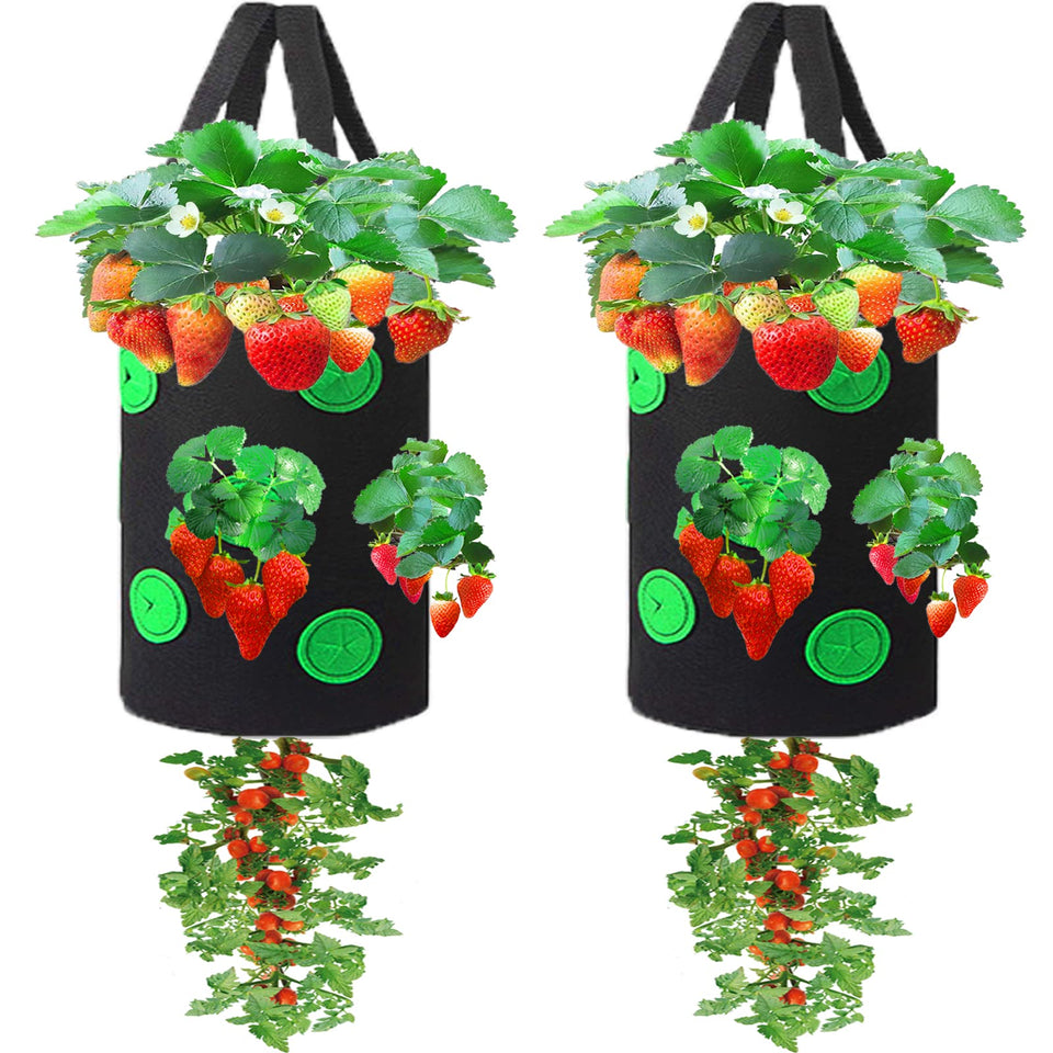 Miewslan two-pack hanging planter bags for space-saving balcony gardens.
