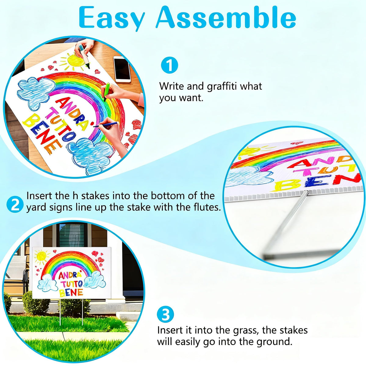 MIFANS weatherproof corrugated plastic material resists sun and rain for lasting messages.