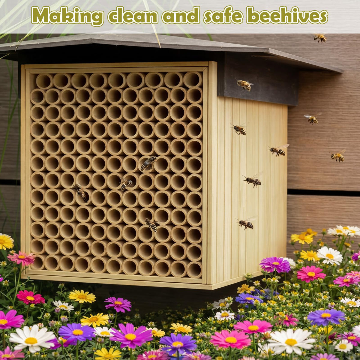 Mifoci bamboo tubes in use inside a mason bee house
