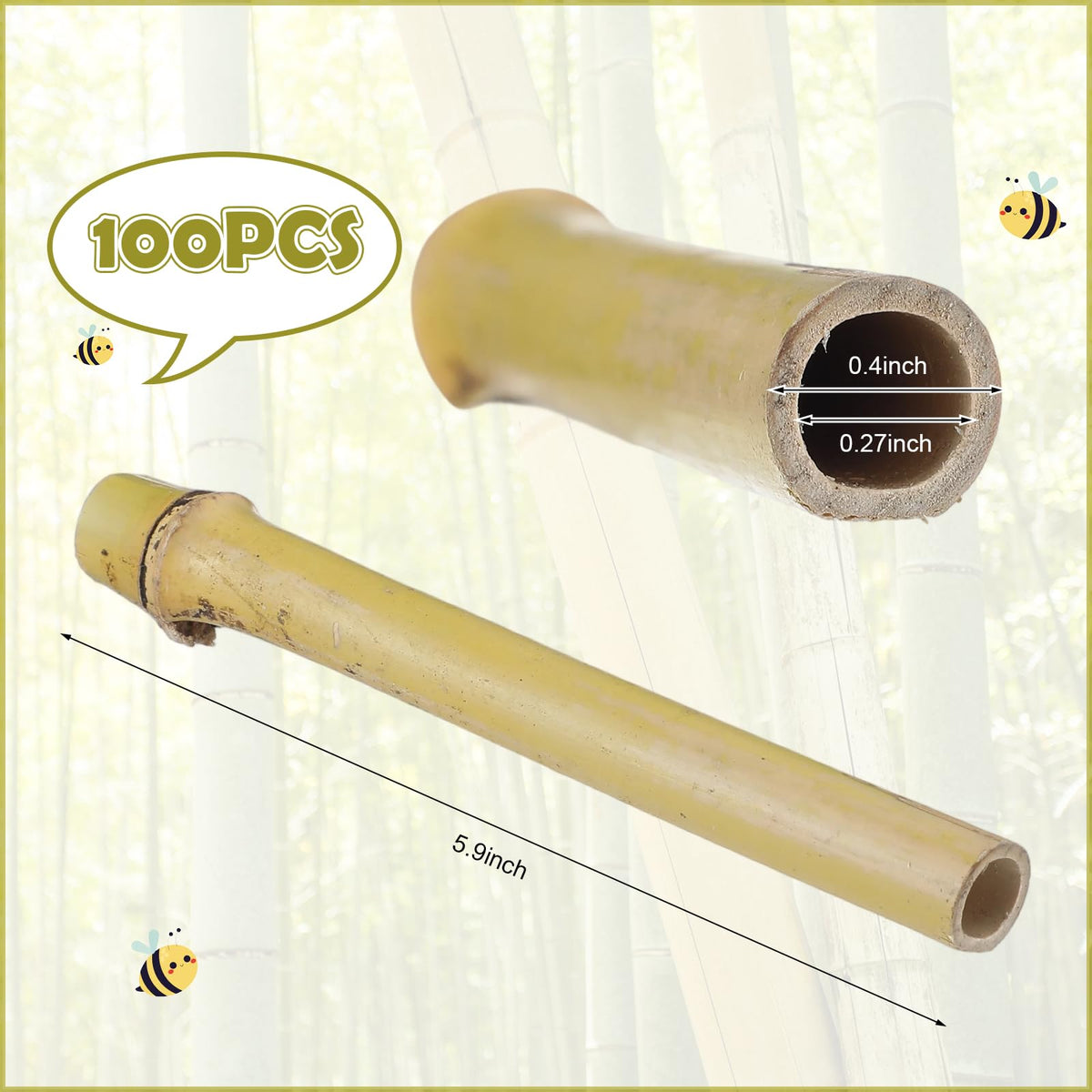 Mifoci bamboo tubes made from natural bamboo material for eco-friendly pollinators
