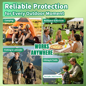 Migdracy 10-pack display highlighting portable mosquito protection for camping and picnics