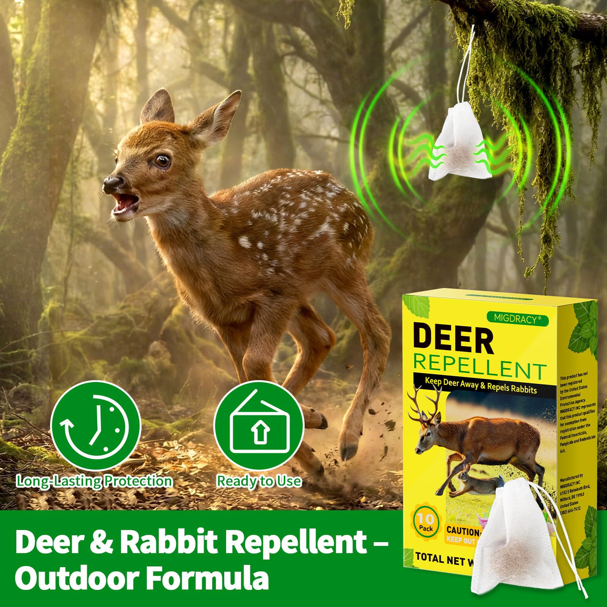 Migdracy repellent balls in breathable pouches allow easy outdoor placement.