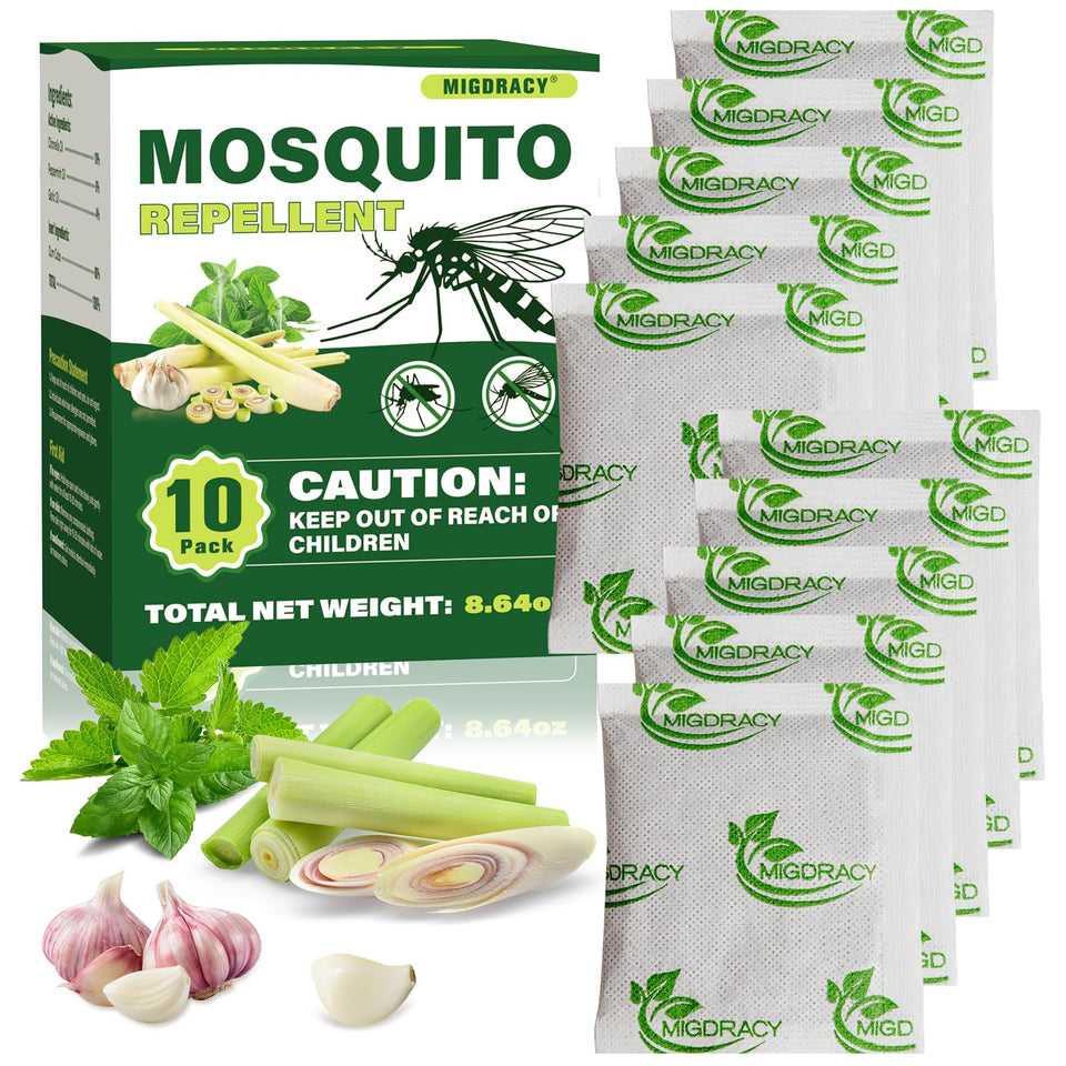 Migdracy Mosquito Pouches Pack with natural oils for outdoor protection.