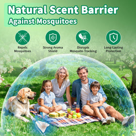 Migdracy sachet placed near garden beds helps reduce mosquitoes in outdoor spaces