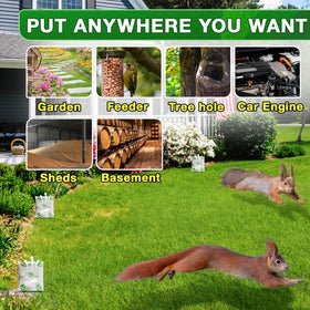 Migdracy Squirrel Repellent Pouch close-up highlights peppermint oil and natural ingredients.