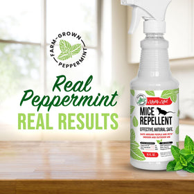 Mighty Mint spray action deters mice along walls with fresh peppermint scent