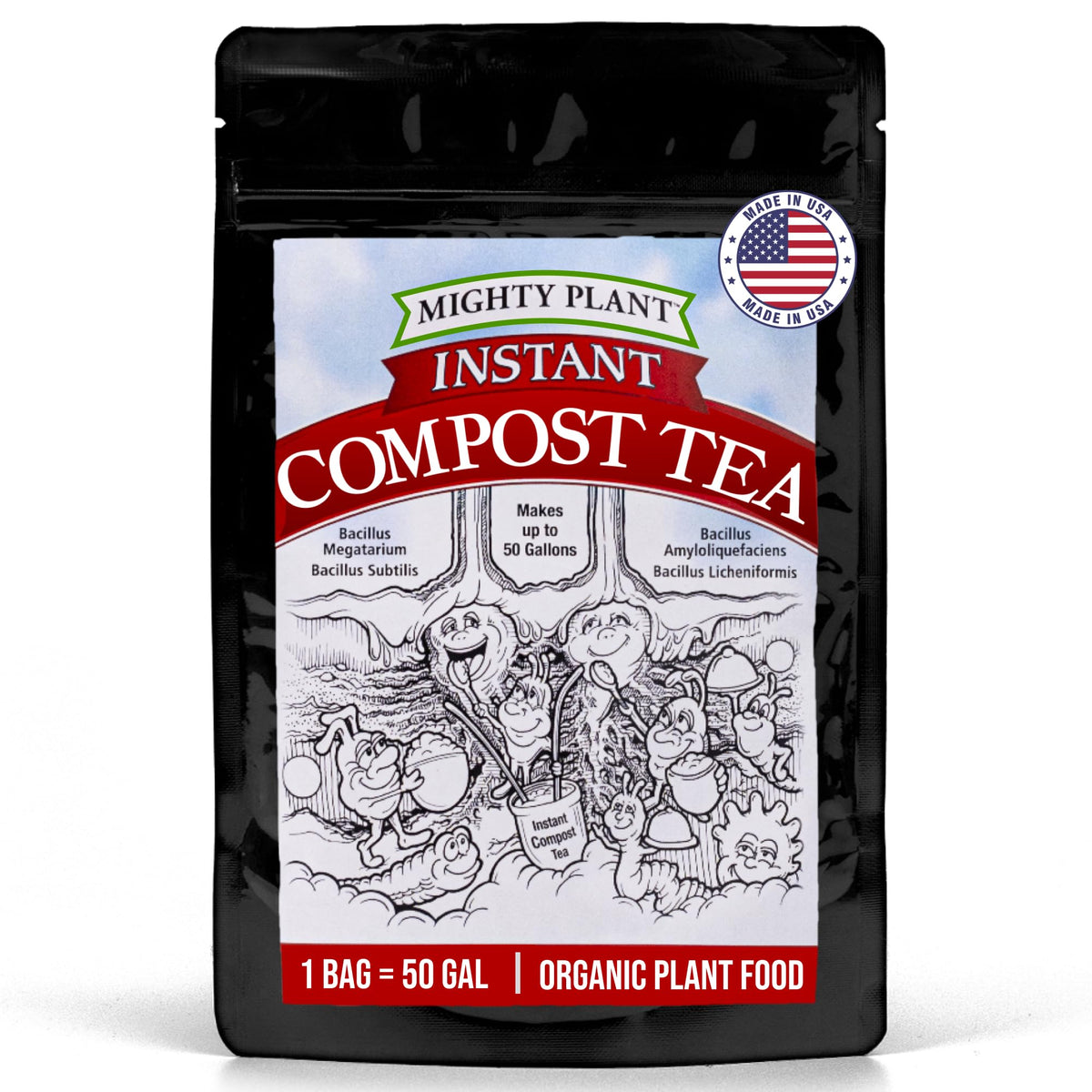 Mighty Plant Organic Instant Compost Tea bottle pour for easy application