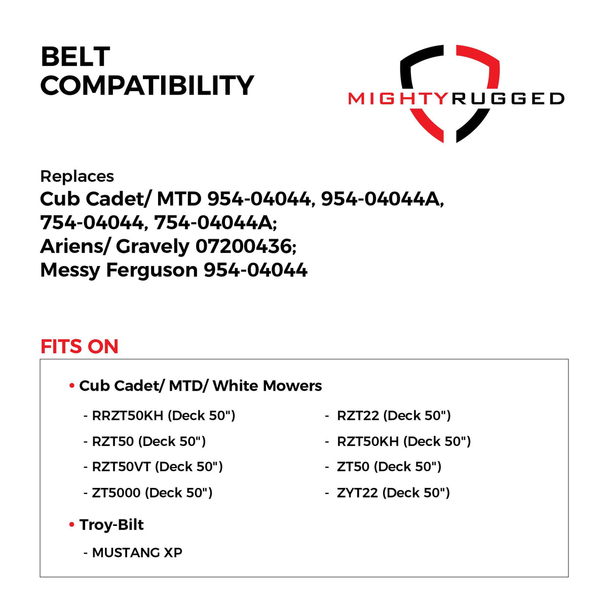 Aramid cord construction visible on MightyRugged belt for long-lasting wear.
